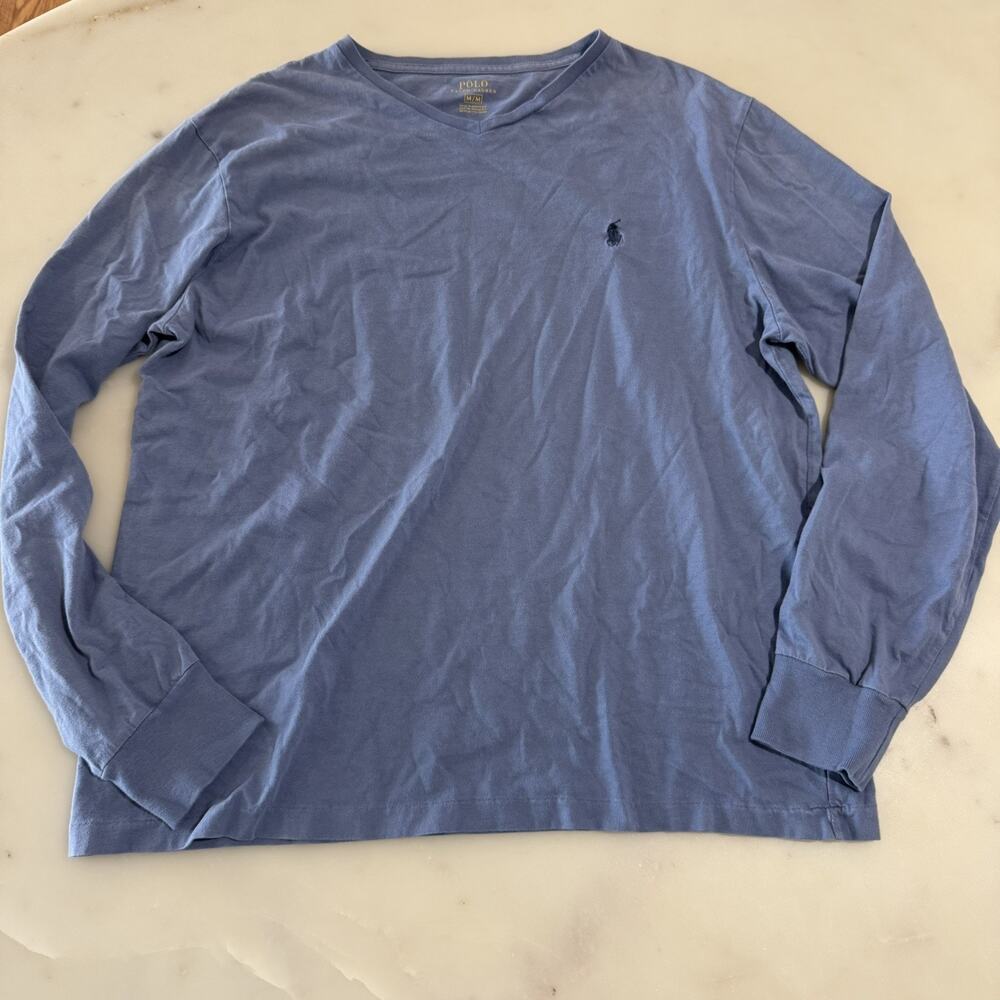 Polo Ralph Lauren Long Sleeve T-Shirt Mens L Blue Crewneck Pony Logo Cotton